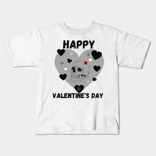 Gothic valentines day skull and heart Kids T-Shirt